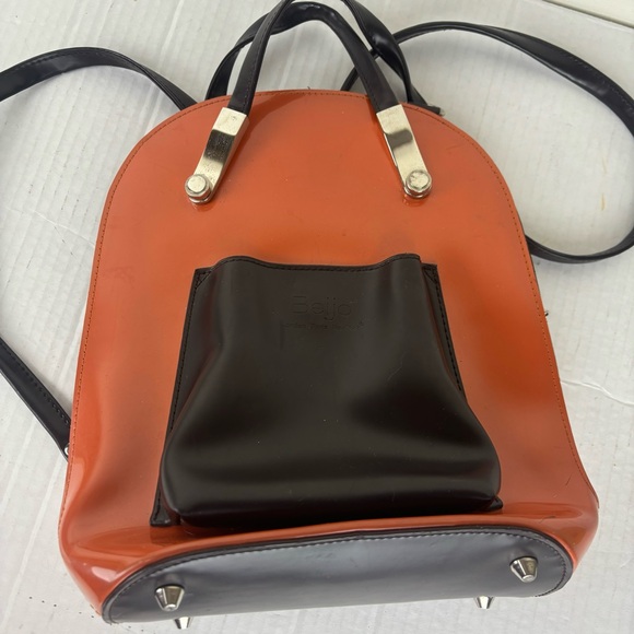 Beijo Paris Convertible Backpack/shoulder Bag-Brown patent and chocolate - Picture 8 of 15